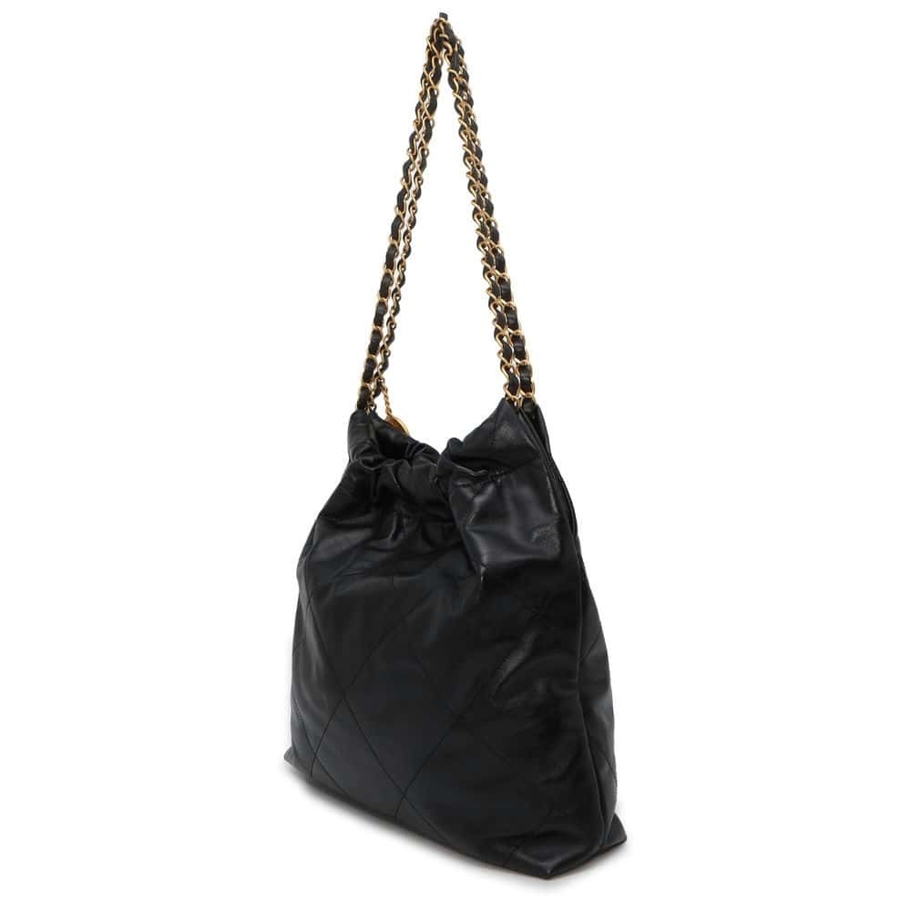 Chanel Bag Calf Shiny Shoulder 22 Small Black